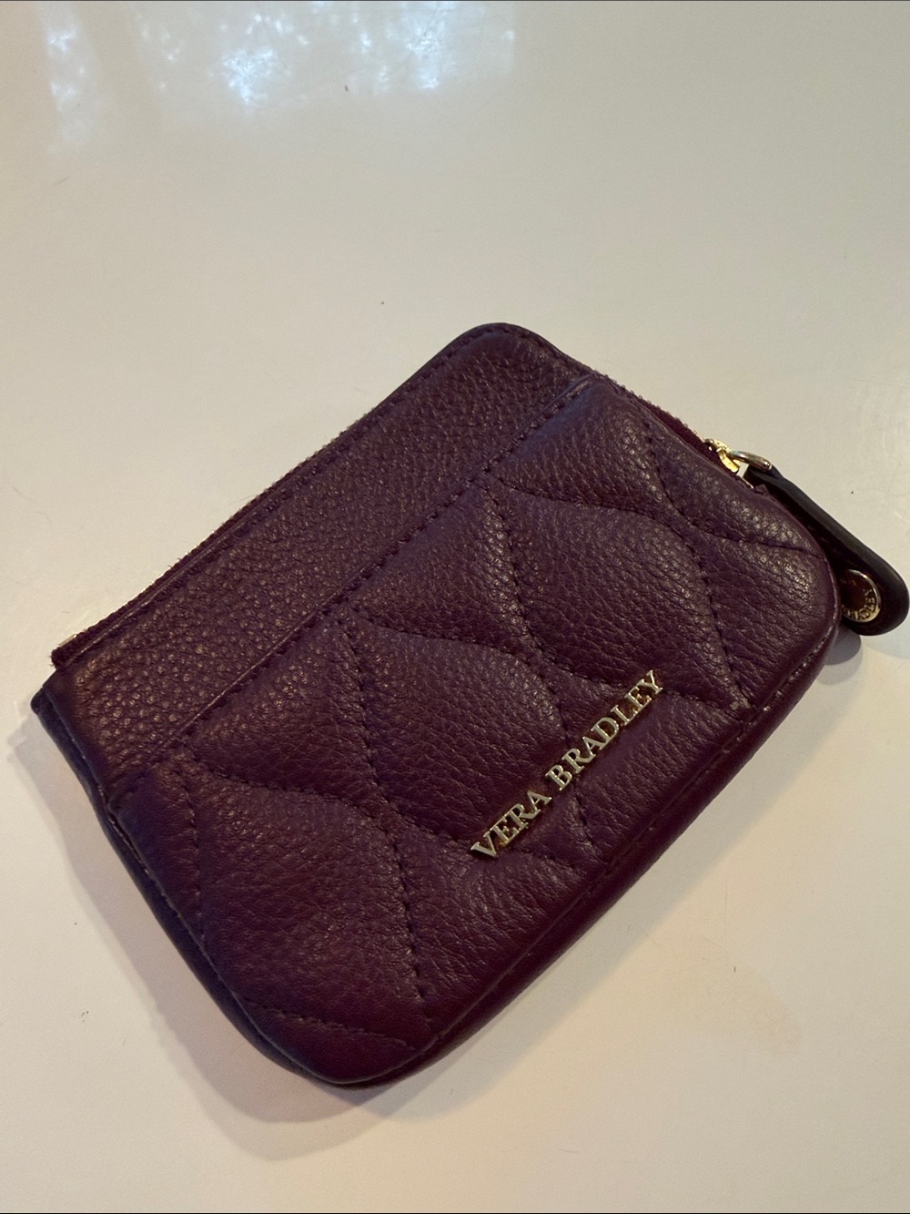 Vera Bradley Quilted Plum Leather Coin Pouch - vibrant floral interior